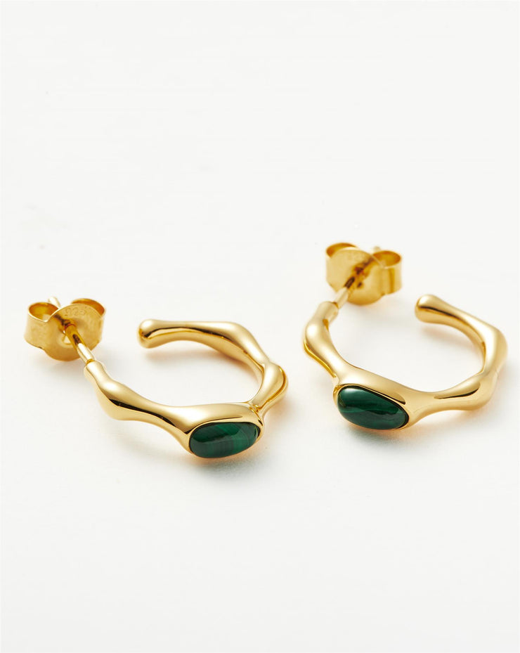 Green Malacithe Organic Shape Small Hoops
