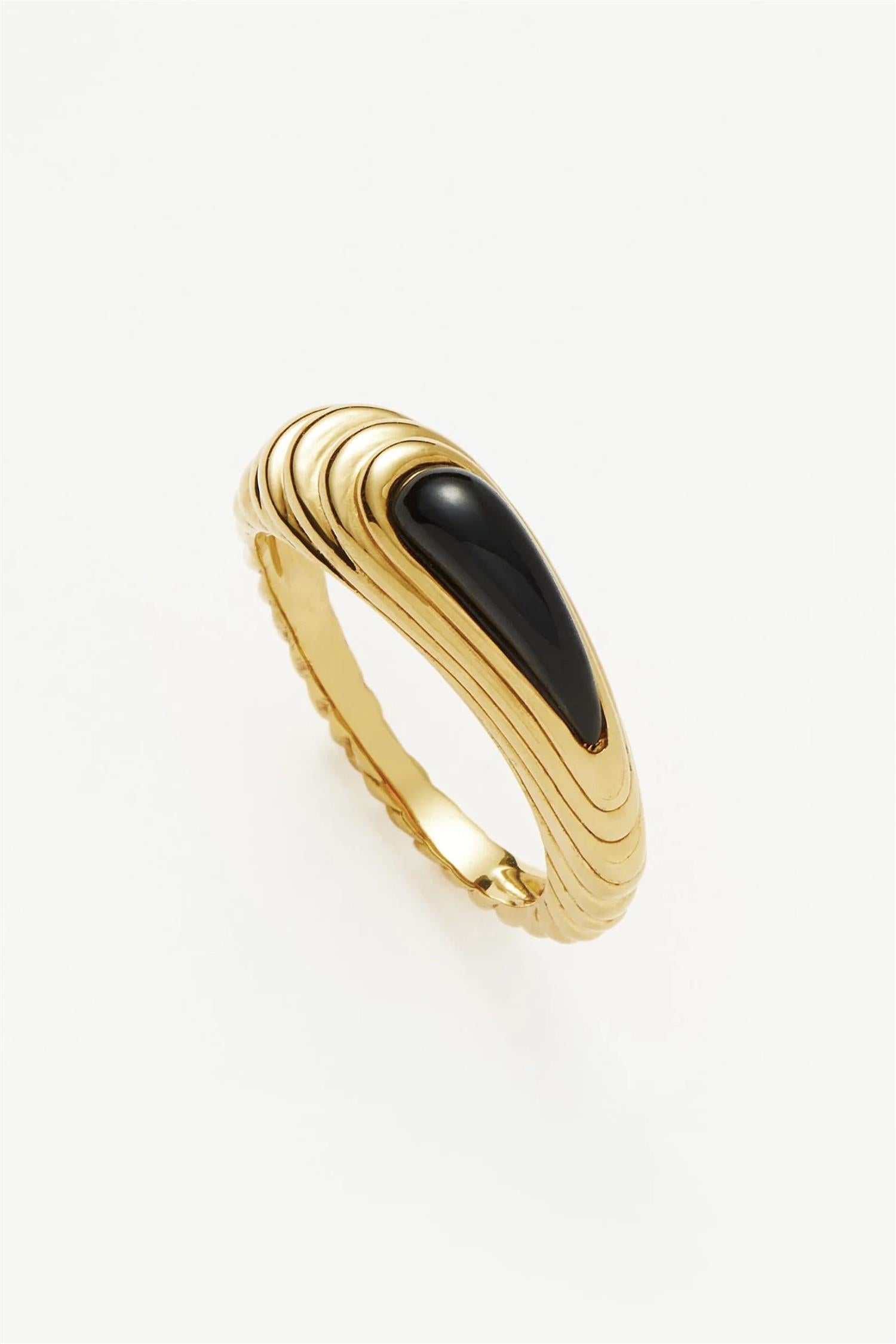 Wavy Ridge Gemstone Stacking Ring Black Onyx – DenDama