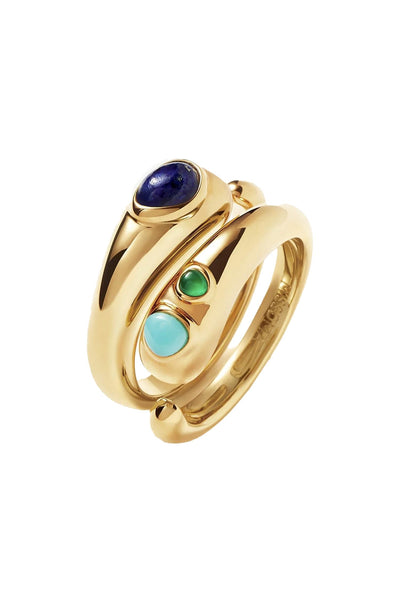 Molten Gemstone Double Stacking Ring Set