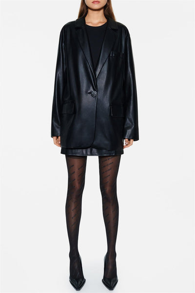 Jumbo Blazer Faux Leather Black